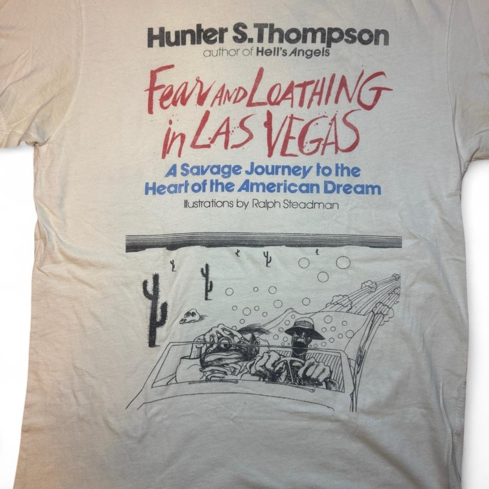 RARE Fear & Loathing in Las Vegas Ralph Steadman Art White Graphic Tee — MEDIUM - Picture 3 of 4